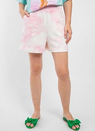 Трикотажні шорти  бермуди на широкій резинці трьохнитка  принт тай-дай великий розмір батал