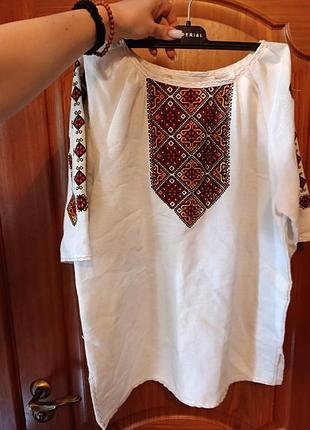 Вышиванка ручная работа лен унисекс размер s/m/l