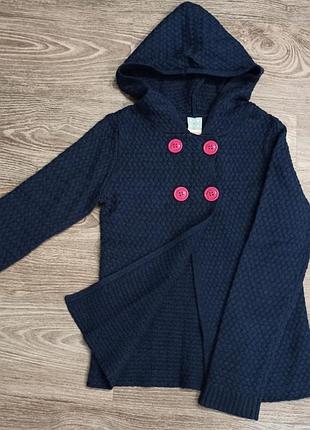Кофта худи для девочки,john lewis, вязаная с капюшоном