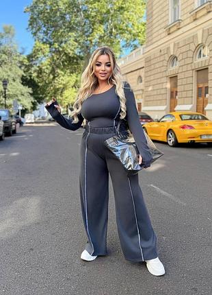 Жіночий рельєфний костюм із флісу пума | кофта та штани | 7101
