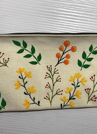 Полотняна косметичка з ручним розписом