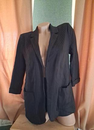 Чорний піджак накидка в полоску 3/4 рукав