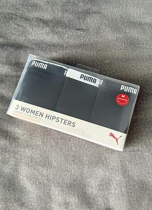 Набір трусиків-хіпстерів puma women hipster 3шт чорні
