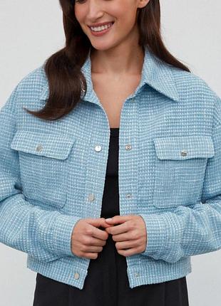 Фактурный жакет, голубой, женский, размер с