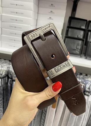 Ремень мужской кожа кожаный коричневый levi’s / ремінь пояс чоловічий шкіра шкіряний коричневий