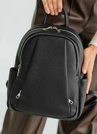 Рюкзак шкіряний жіночий італійський чорний натуральна шкіра