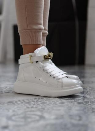 Черевики alexander mcqueen sneakers high white premium ботинки6 фото