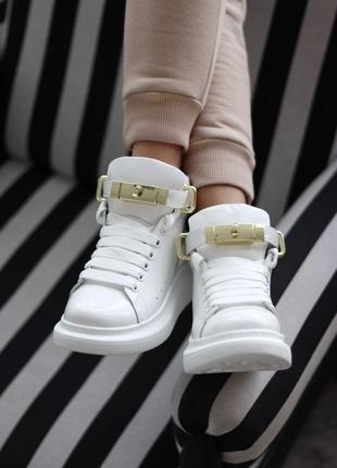 Черевики alexander mcqueen sneakers high white premium ботинки7 фото