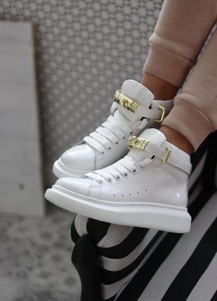 Черевики alexander mcqueen sneakers high white premium ботинки1 фото