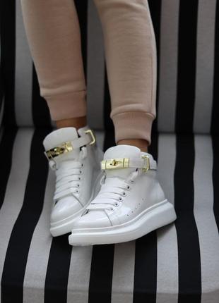 Черевики alexander mcqueen sneakers high white premium ботинки9 фото