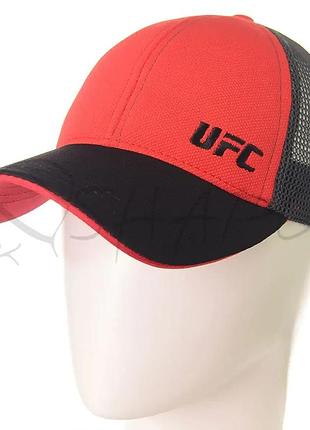Бейсболка сітка з брендовою вишивкою на липучці-регуляторі унісекс ufs bsh20873 червоний-чорний