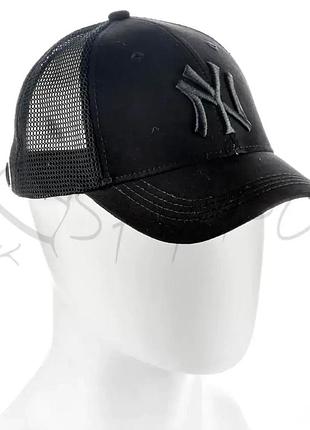 Бейсболка брендова літня з сіткою універсальна котонова з металевим регулятором ny otib1016 чорний 1