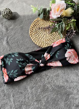 Верх від купальника топ на зав'язках квітковий принт троянди
