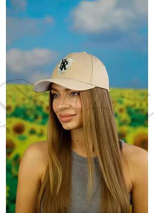 Бейсболка котоновая женская универсальная пятиклинка весенняя с регулятором украшена стразами braxton 1507