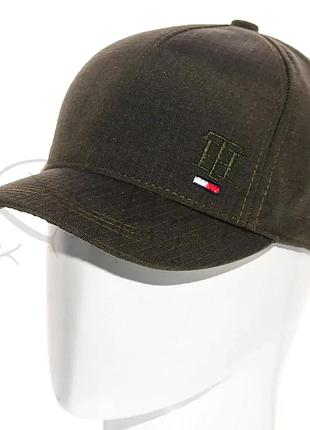 Чоловіча зимова кепка з вухами тепла бейсболка з регулюванням tommy hilfiger bzr21674 хакі