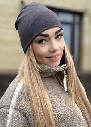 Шапка женская из вискозы без отворота удлиненная двойная гладкой вязки caskona jasper uni шапка