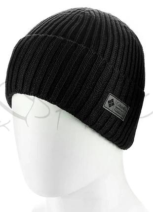 Шапка мужская с отворотом на флисовой подкладке шерстяная columbia ottr518 черный