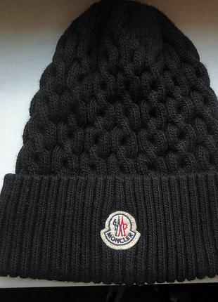 Шапка moncler italy black cotton жіноча оригінал