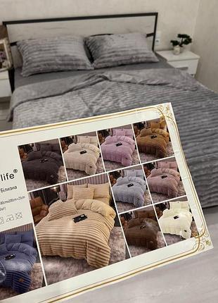 Велюрова постільна білизна з простирадлом на резинці