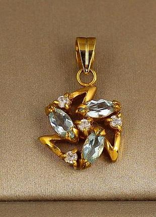 Кулон no name зірка блакитний топаз золотистий