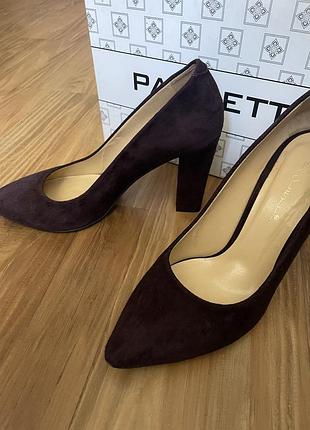 Туфлі жіночі paoletti на підборах з натуральної шкіри та замші чорнильного кольору. розмір 38, устілка 25 см