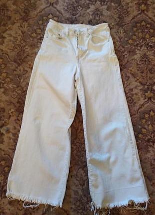 Білі кюлоти hm, широкі джинси-кюлоти білого кольору, 34 розмір