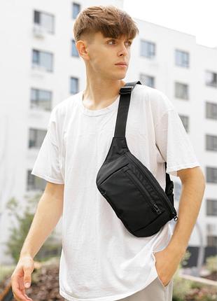 Сумка на пояс бананка sambag tirso  lch чорний тканевий