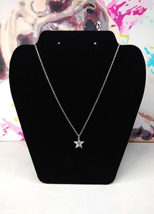 Серебряный кулон-подвеска в виде звезды на цепочке, винтаж
