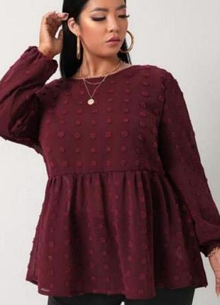 Красивая блуза вишневого цвета, plus size