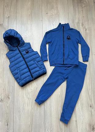 Спортивный хлопковый костюм + жилетка benetton 6-7 лет оригинал