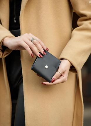 Жіночий чорний гаманець шкірняий