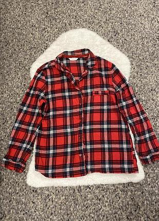 Домашня байкова сорочка в клітинку/домашній одяг 100925