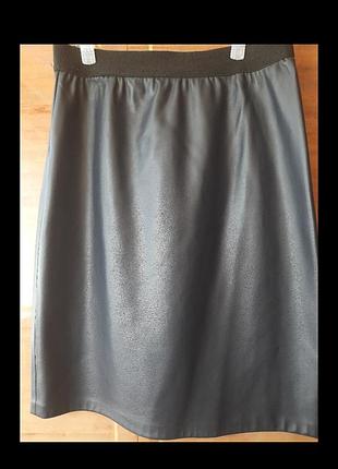Юбка из экокожи,темно-синяя