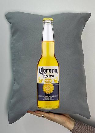 Подушка с принтом габардиновая корона, серая 35х45 (354)