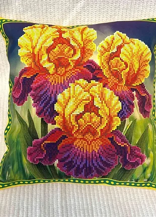 Наволочка декоративная вместе с подушкой "рисы желто-фиолетовые" нд_238