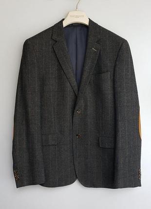 Mexx - твідовий блейзер - m • 50 - коричневий у смужку - slim fit ‐ піджак чоловічий - п50