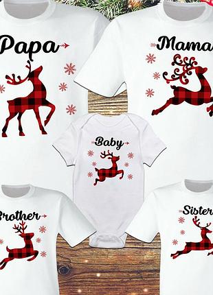 Фп006367	футболки фэмили лук family look для всей семьи "семья оленей (снег)" push it