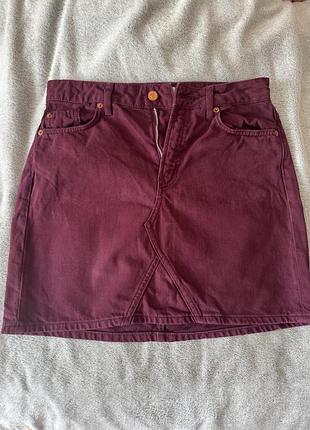 Джинсова спідниця бургунді