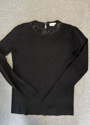 Кофта тепла чорна з обшитим коміром