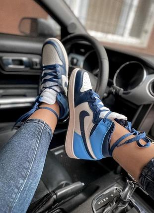 Nike air jordan 1 retro high женские кожаные кроссовки (деми)🆕высокие найк аир джордан🆕4 фото