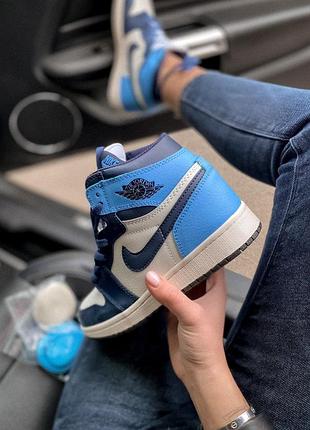 Nike air jordan 1 retro high женские кожаные кроссовки (деми)🆕высокие найк аир джордан🆕6 фото