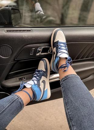 Nike air jordan 1 retro high женские кожаные кроссовки (деми)🆕высокие найк аир джордан🆕7 фото