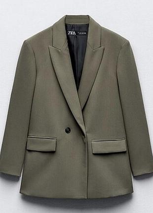 Пиджак zara хаки р.xs жакет на пуговицах блейзер