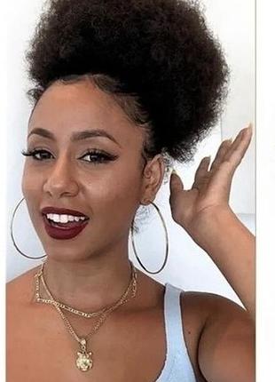 Чорний парик шиньйон афро- американська зачіска