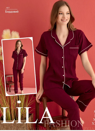 Піжама рубчік, в сорочковому стилі. бавовна