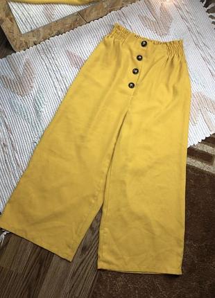 Гірчичні жовті кюлоти широкі шорти довгі