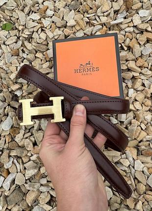 Ремінь жіночий 2см шкіряний китай, ремінь з натуральної шкіри ремінь коричневий золото пояс натуральна шкіра ремінь