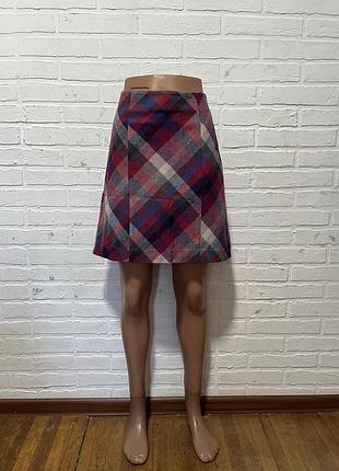Гарна жіноча міні спідниця спідничка юбка в клітинку з вовною