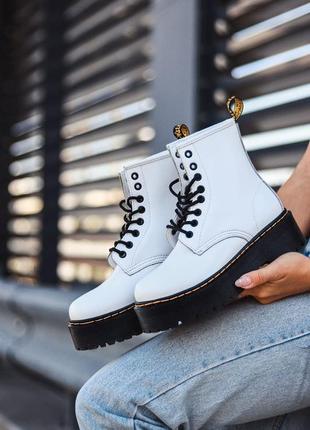 Женские кожаные зимние ботинки dr.martens jadon white белого цвета 😍(на меху)