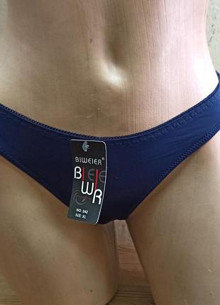 Трусики жіночі закриті сині з мереживом